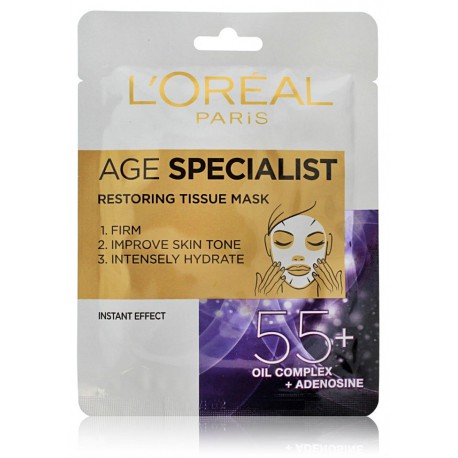 L'OREAL Age Specialist Restoring Tissue Mask 55+ atjaunojoša lokšņu sejas maska