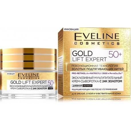 Eveline Gold Lift Expert 50+ barojošs sejas krēms nobriedušai ādai