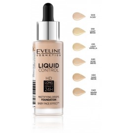 Eveline Liquid Control HD Mattifying Drops Foundation tonālā bāze 32 ml.