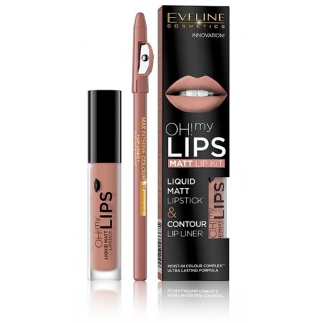 Eveline Oh My Lips Liquid Matt Lipstick & Contour Lip Liner lūpu krāsas un zīmuļa komplekts