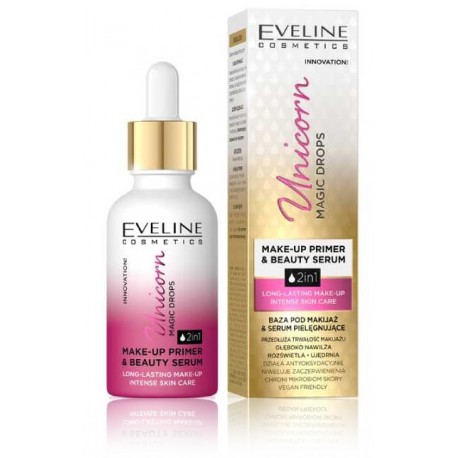 Eveline Unicorn Magic Drops Make-Up Primer & Beauty Serum 2in1 grima bāze - serums