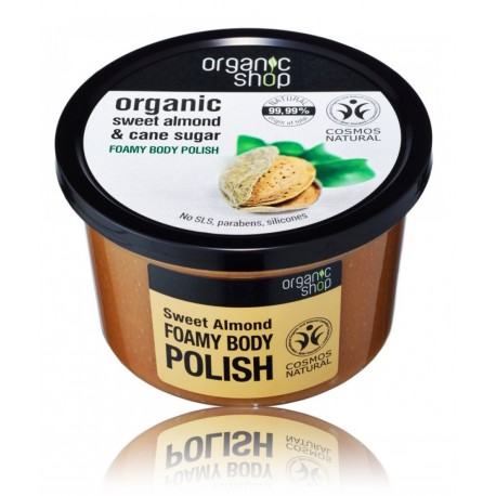 Organic Shop Organic Sweet Almond & Cane Sugar Foamy Body Polish ķermeņa skrubis