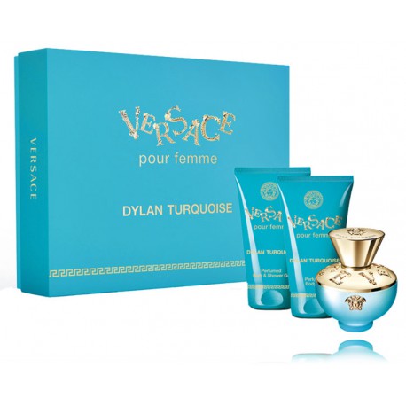 Versace Pour Femme Dylan Turquoise komplekts sievietēm (50ml. EDT + 50ml. dušas želeja + 50ml. ķermeņa losjons)