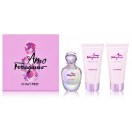 Salvatore Ferragamo Amo Ferragamo Flowerful komplekts sievietēm (50 ml. EDT + 50 ml. dušas želeja + 50 ml. ķermeņa losjons)