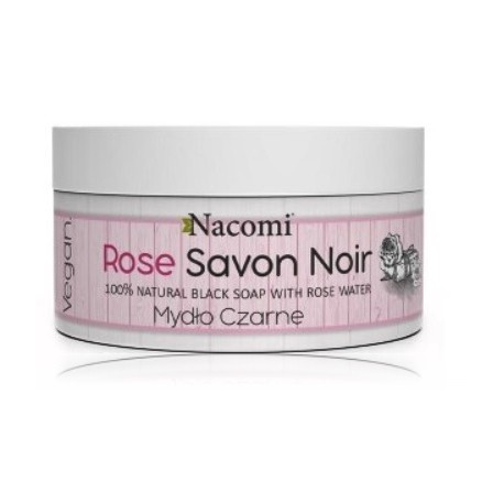 Nacomi Rose Savon Noir dabīgas melnas ķermeņa un sejas ziepes ar rožu ūdeni