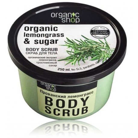 Organic Shop Organic Lemongrass & Sugar Body Scrub Peeling ķermeņa skrubis