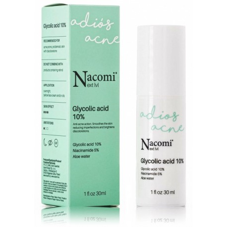 Nacomi Next Level Glycolic Acid 10% Serum nakts sejas serums ar glikolskābi