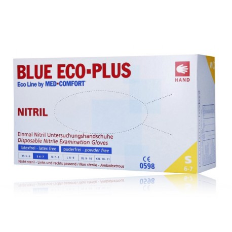 Med-Comfort Blue Eco-Plus Nitrile Gloves zili vienreizlietojamie nitrila cimdi 100 gab.