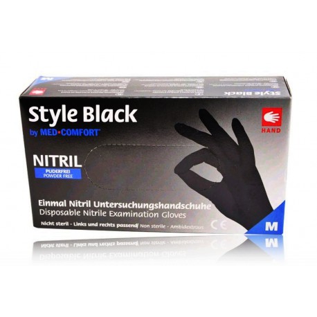 Med-Comfort Nitril Gloves Style Black черные одноразовые нитриловые перчатки
