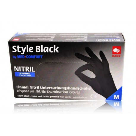 Med-Comfort Nitril Gloves Style Black melni vienreizlietojamie nitrila cimdi