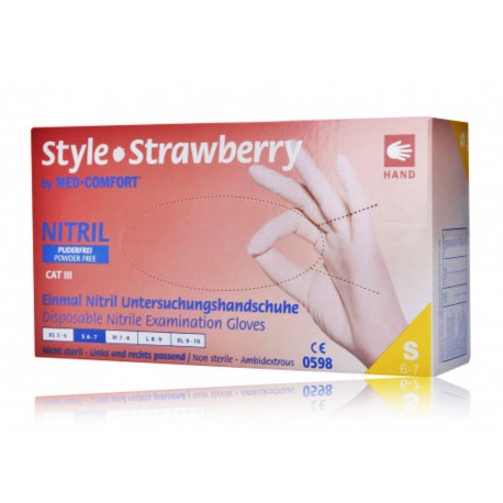 Med-Comfort Style Strawberry Nitrile Gloves розовые одноразовые нитриловые перчатки 100 шт.