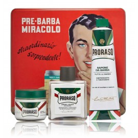 Proraso Vintage Gino komplekts vīriešiem (100 ml. pirmsskūšanās krēms + 150 ml. ziepes + 100 ml. balzams pēc skūšanās)