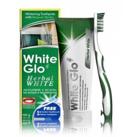 White Glo Herbal Whitening Toothpaste balinošas zobu pastas komplekts (100 ml.) + zobu birste