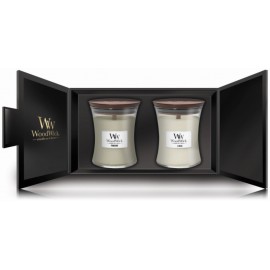 Woodwick aromātisko sveču komplekts 2 x 85 g. (LINEN, FIRESIDE)