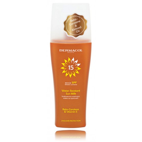 Dermacol Sun Water Resistant Sun Milk SPF 15 izsmidzināms losjons pret sauli 200 ml.