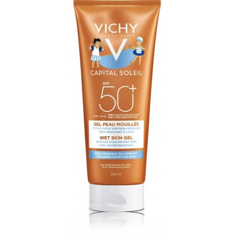 Vichy Capital Soleil Wet Skin Gel SPF 50+ saules aizsargājošs līdzeklis bērniem ar jutīgu ādu