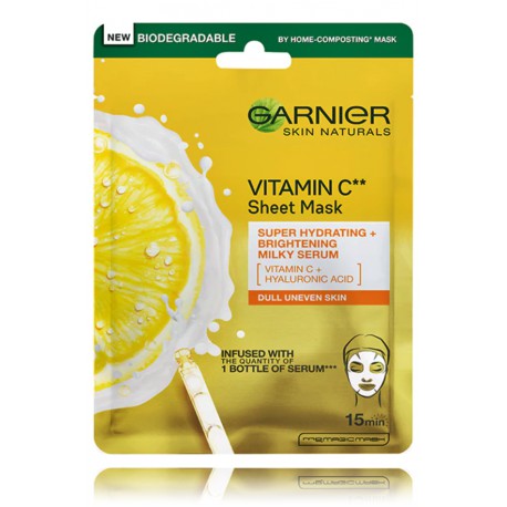Garnier Skin Naturals Vitamin C lokšņu sejas maska ​​ar C vitamīnu