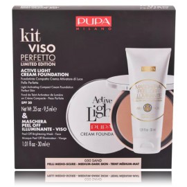 Pupa Viso Perfetto Limited Edition komplekts (Active Light kompaktais pūderis SPF20 9,5ml + Maschera Peel-Off Brightening maska 30ml)