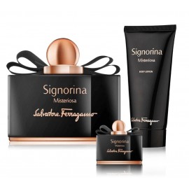 Salvatore Ferragamo Signorina Misteriosa komplekts sievietēm (100 ml. EDP + 5 ml. EDP miniatiūra + 50 ml. ķermeņa losjons)