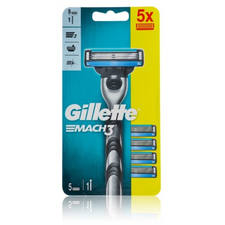 Gillette Mach3 skuveklis un 5 maināmie uzgaļi