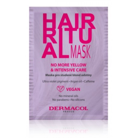 Dermacol Hair Ritual No More Yellow & Intensive Care dzelteno toņu neitralizējošā maska ​​gaišiem matiem
