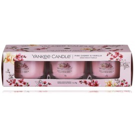 Yankee Candle Pink Cherry & Vanilla aromātisko sveču komplekts (3 gab. x 37 g)