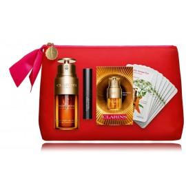 Clarins Double Serum набор для женщин (сыворотка для лица 30 мл + сыворотка для глаз 7 x 0,9 мл + тушь 3 мл + косметичка)