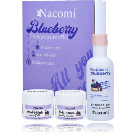 Nacomi Blueberry Christmas Muffin ķermeņa kopšanas komplekts sievietēm (300 ml. želeja + 50 ml. skrubis+ 50 ml. putas)