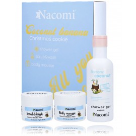 Nacomi Coconut Banana Christmas Cake ķermeņa kopšanas komplekts sievietēm (300 ml. želeja + 50 ml. putas + 50 ml. putas)