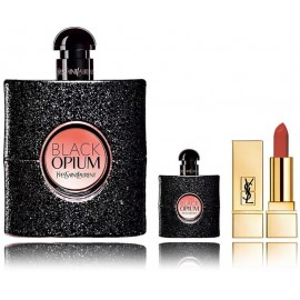 Yves Saint Laurent Black Opium komplekts sievietēm (90 ml EDP + 7,5 ml EDP + 1,3 g lūpu krāsa)