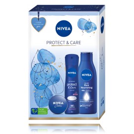 Nivea Protect & Care komplekts sievietēm (30 ml. krēms + 150 ml. antiperspirants + 400 ml. ķermeņa pieniņš)