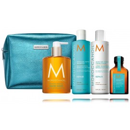 Moroccanoil A Window To Repair komplekts (250 ml. kondicionieris + 250 ml. šampūns + 360 ml. ziepes + 25 ml. eļļa + maciņš)