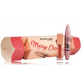 Maybelline Merry Christmas! dekoratīvās kosmētikas komplekts (tušas 9,5 ml + lūpu spīdums 5,4 ml)