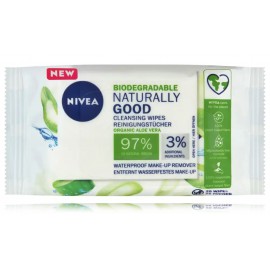 Nivea Naturally Good Cleansing Wipes mitrās tīrīšanas salvetes dekoratīvās kosmētikas noņemšanai