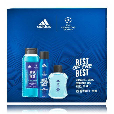 Adidas UEFA Champions League Dare Edition komplekts sievietēm (100 ml. EDP + ķermeņa losjons 100 ml. + dušas želeja 100 ml.)