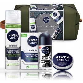 Nivea Men Sensitive Elegance komplekts vīriešiem (antiperspirants+ krēms + balzams pēc skūšanās + skūšanās putas)