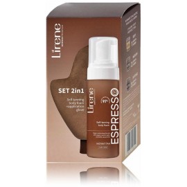 Lirene Self Tanning Espresso 2in1 pašiedeguma komplekts (pašiedeguma putas 150 ml. + cimdi)