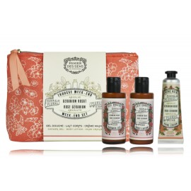 Panier Des Sens Rose Geranium Absolute komplekts (30 ml. roku krēms + 70 ml. dušas želeja + 70 ml. ķermeņa losjons + maciņš)