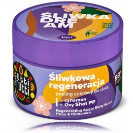 Farmona Tutti Frutti Plum & Cinnamon Regenerating Sugar Body Scrub atjaunojošs ķermeņa skrubis ar cukuru