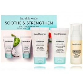 bareMinerals Soothe & Strengthen sejas komplekts (30 ml tīrīšanas līdzeklis + 15 ml serums + 30 g krēms)