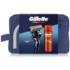 Gillette Fusion Proglide komplekts vīriešiem (skuveklis + 2 skuvekļa galviņas + 200 ml skūšanās želeja + maciņš)