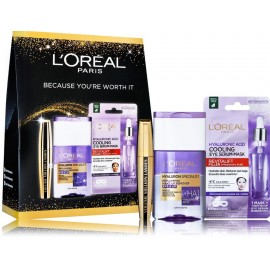 L'oreal komplekts (acu maska ​​11 g. + acu un lūpu kosmētikas noņemšanas līdzeklis 125 ml. + skropstu tuša 10,5 ml.)