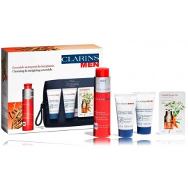 Clarins Men komplekts (30 ml. sejas mazgāšana + 30 ml. šampūns/dušas želeja + 50 m. želeja + 0,9 ml. serums +maciņš)