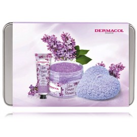 Dermacol Flower Care Lilac komplekts ķermeņa kopšanai (30 ml. roku krēms + 200 g. ķermeņa skrubis + 130 g. svece)