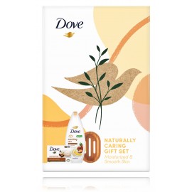 Dove Naturally Caring Gift Set komplekts ķermeņa kopšanai (90 g ziepes + 250 ml dušas želeja + ziepju trauks)