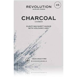 Revolution Skincare Charcoal Purifying Sheet lokšņu sejas maska ​​ar melnu oglekli