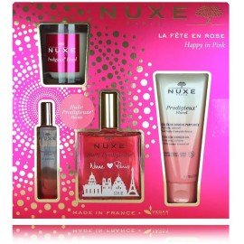 Nuxe Happy In Pink Set komplekts (sausā eļļa 100 ml. + EDP 15 ml. + dušas želeja 100 ml. + svece 70 g.)