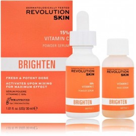 Revolution Skincare Brighten 15% Vitamin C Powder antioksidants un balinošs divkomponentu sejas serums