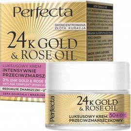 Perfecta 24K Gold & Rose Oil 50+ dienas un nakts pretgrumbu krēms nobriedušai sejas ādai