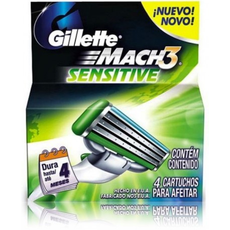 Gillette Mach3 Sensitive skuvekļa galviņas 4 gab.